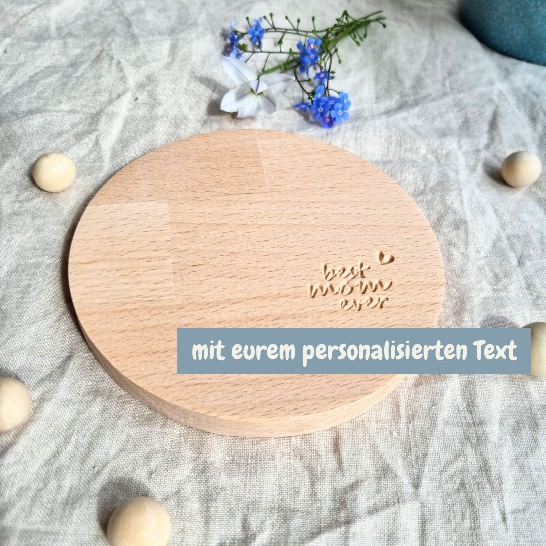 Untersetzer aus Holz mit personalisierter Lasergravur