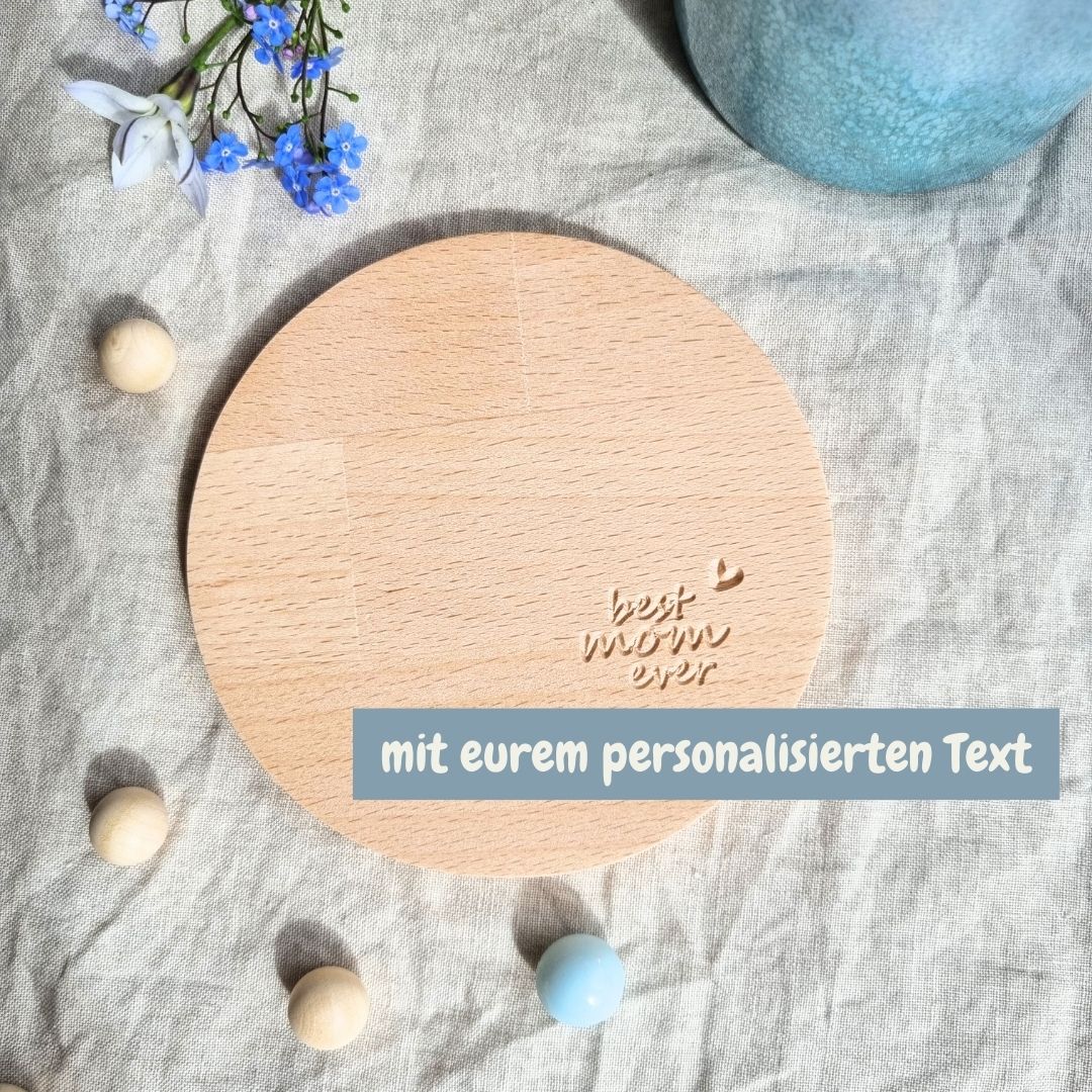 Untersetzer aus Holz mit personalisierter Lasergravur