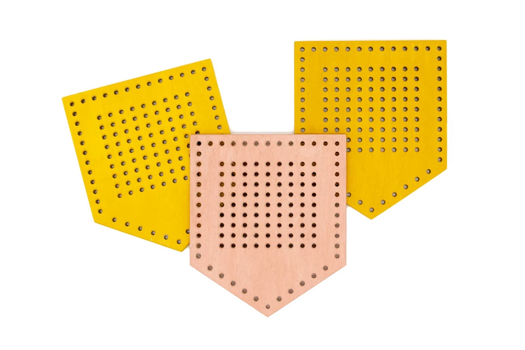 Holzlinge Wimpel (gelb/rosa) zum Sticken (3 Stück)