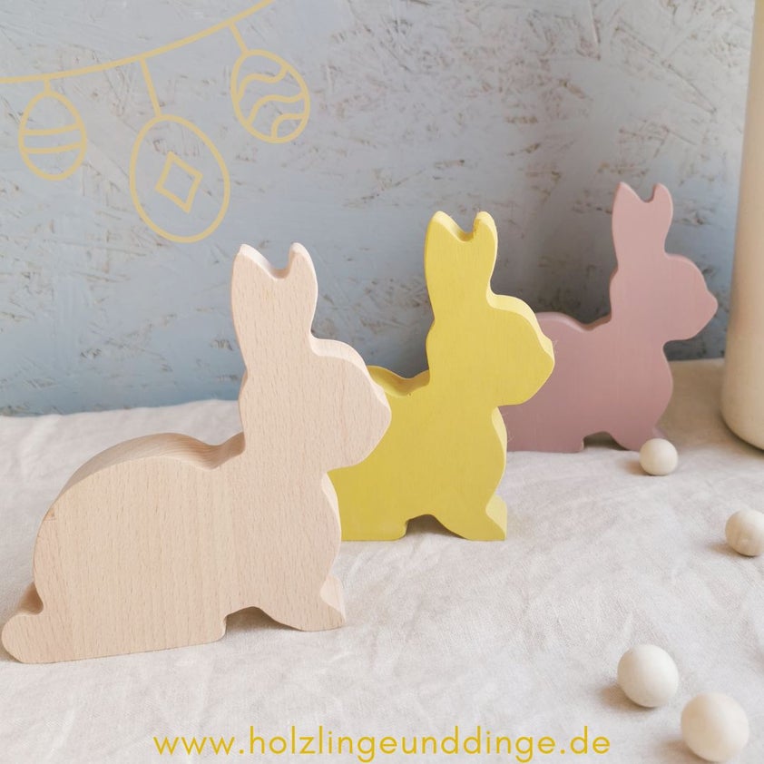 Holzlinge Osterhase in verschiedenen Farben