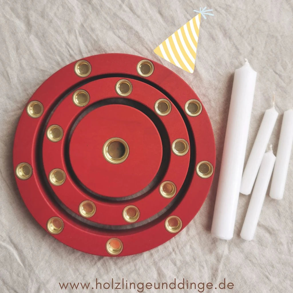 Holzlinge Geburtstagsring rot mit Kirsche