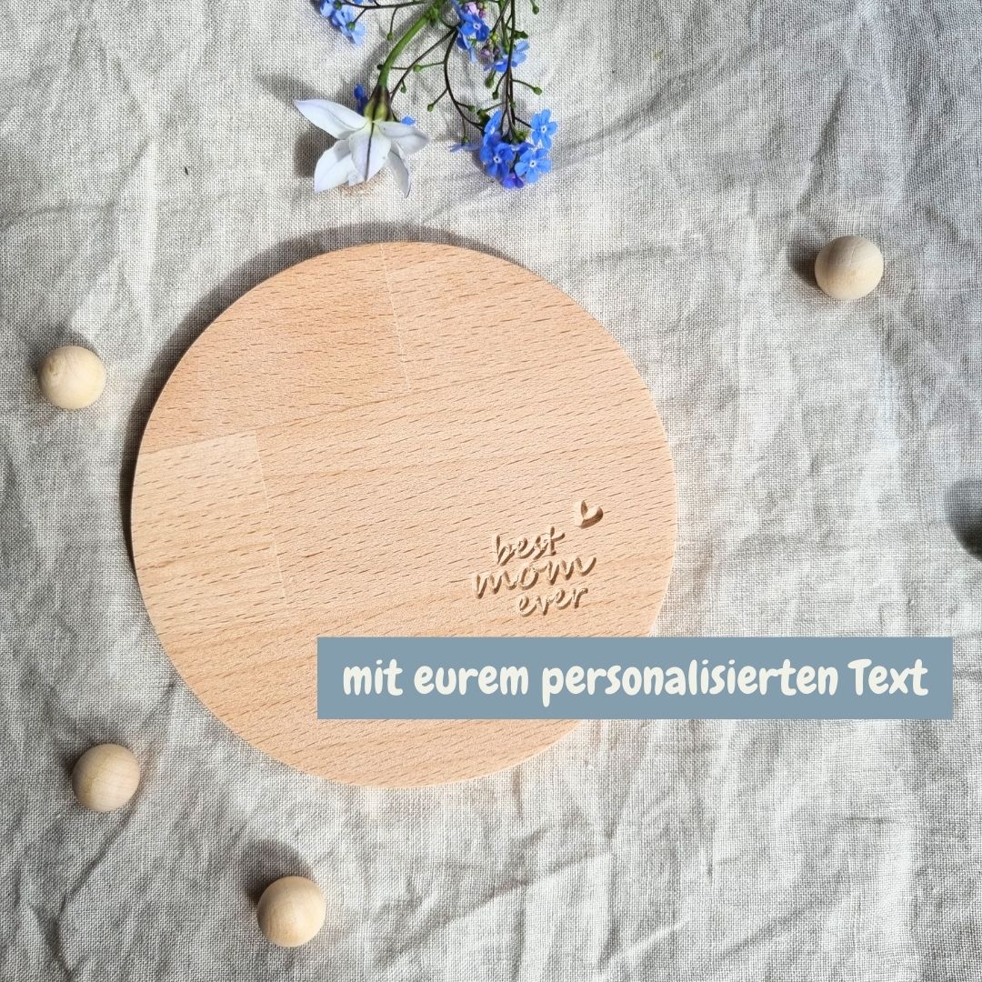 Untersetzer aus Holz mit personalisierter Lasergravur