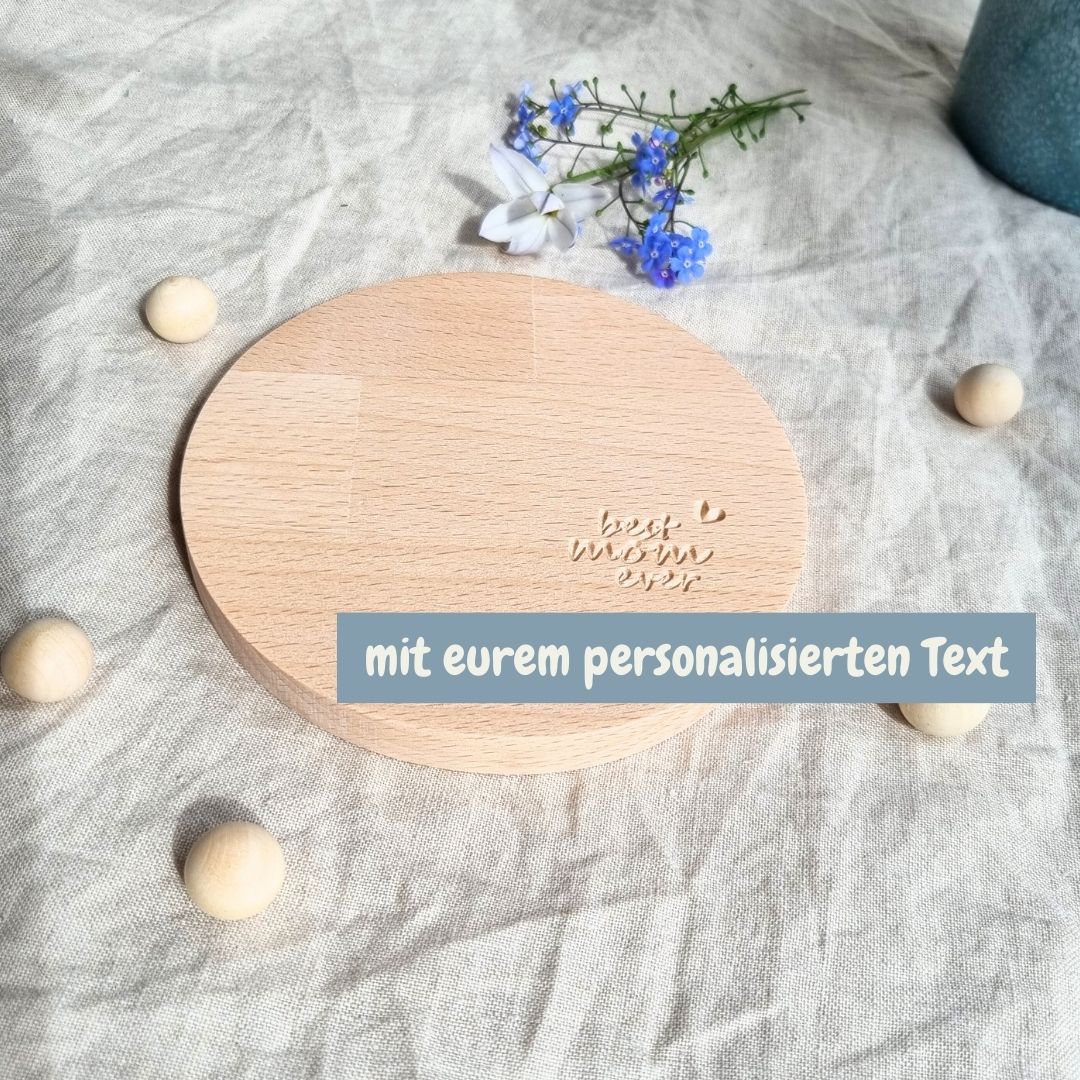 Untersetzer aus Holz mit personalisierter Lasergravur