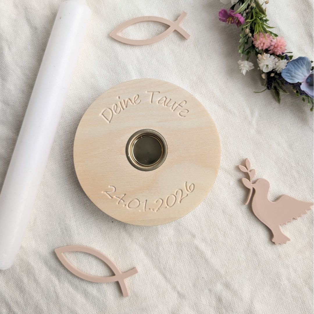 Personalisierter Taufinnenring aus Holz als Ergänzung zum Geburtstagsring