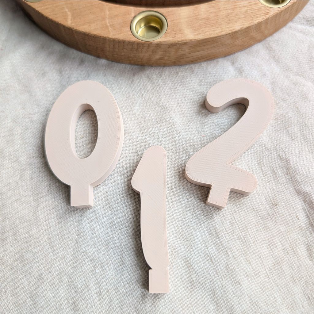 Detailansicht der cremefarbenen Zahlenstecker.