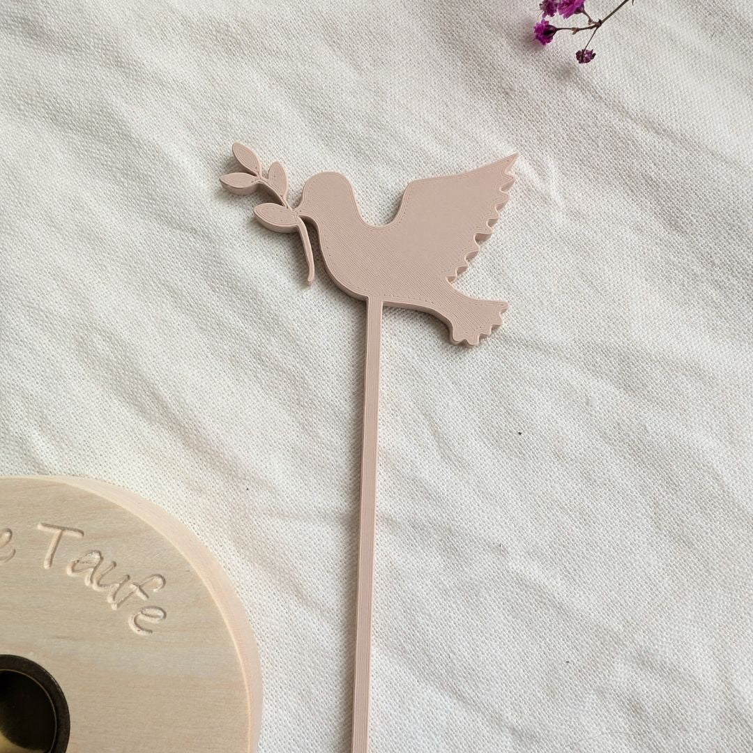 Cake Topper Taube zur Taufe als schlichte Kuchendeko
