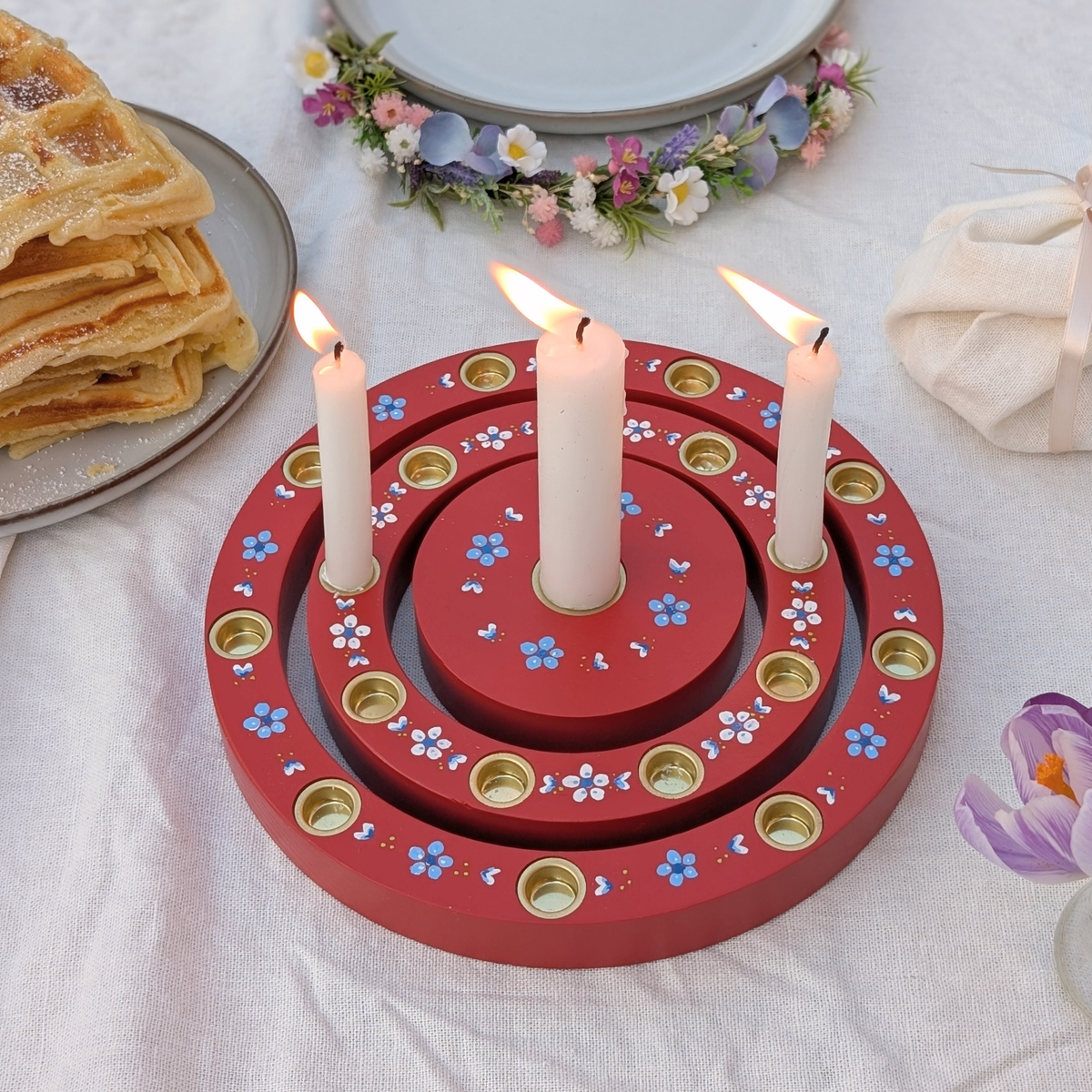 Vintage Geburtstagsring in rot – 18 Kerzen – Handgefertigt – Holzlinge und -dinge
